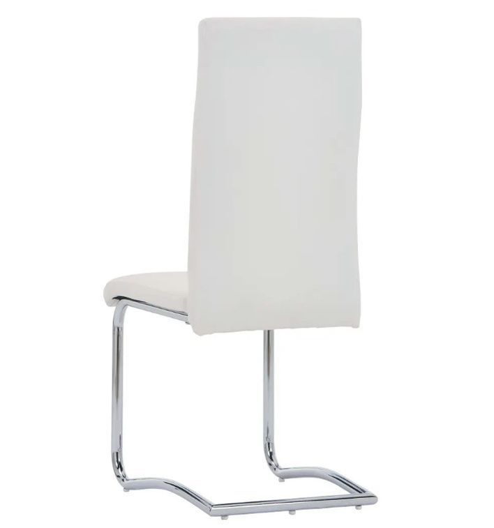 Chaise de salle à manger simili cuir blanc et métal chromé Patchou - Lot de 2 - Photo n°5
