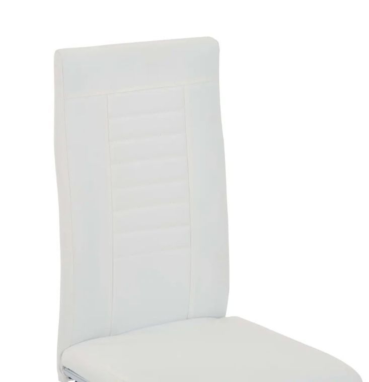 Chaise de salle à manger simili cuir blanc et métal chromé Patchou - Lot de 2 - Photo n°6
