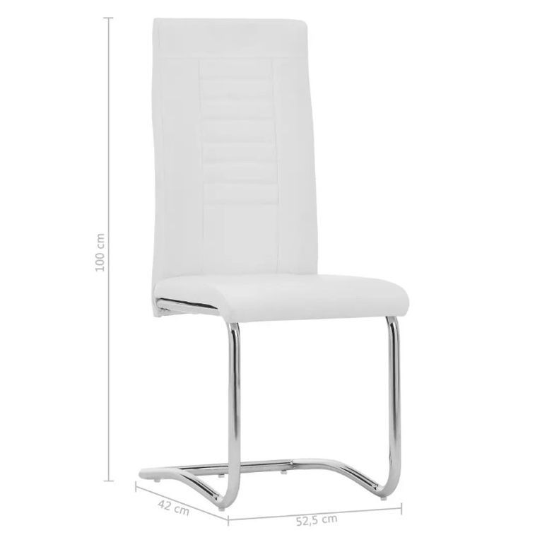 Chaise de salle à manger simili cuir blanc et métal chromé Patchou - Lot de 2 - Photo n°7