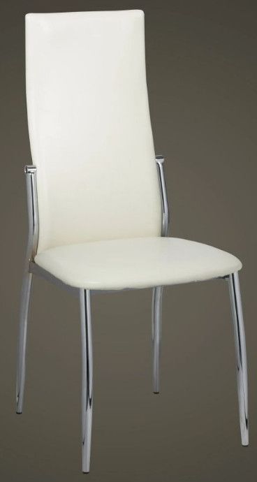 Chaise de salle à manger simili cuir blanc et pieds métal chromé Cherish - Lot de 2 - Photo n°2