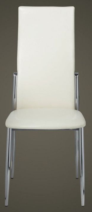 Chaise de salle à manger simili cuir blanc et pieds métal chromé Cherish - Lot de 2 - Photo n°3