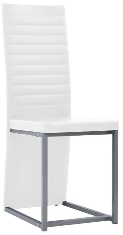 Chaise de salle à manger simili cuir blanc et pieds métal gris Lim - Lot de 2 - Photo n°1