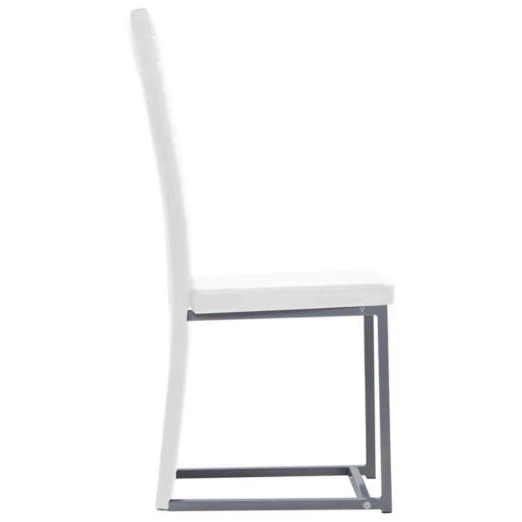 Chaise de salle à manger simili cuir blanc et pieds métal gris Lim - Lot de 2 - Photo n°4