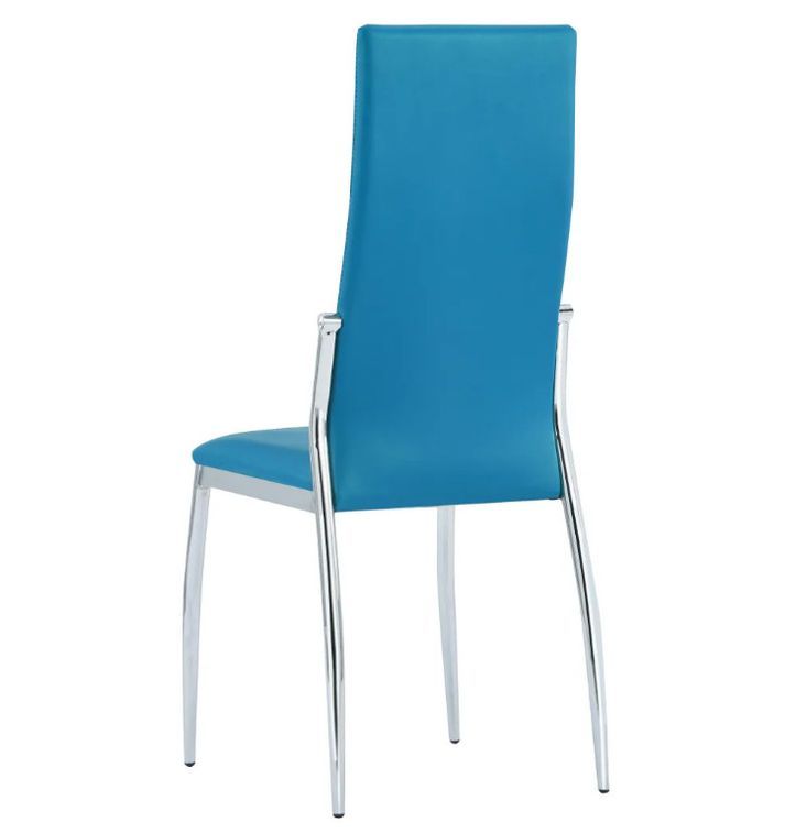 Chaise de salle à manger simili cuir bleu et métal chromé Angie - Lot de 4 - Photo n°5
