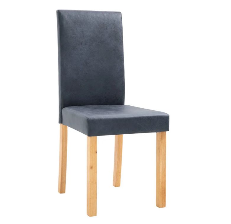 Chaise de salle à manger simili cuir daim gris et bois clair Hertie - Lot de 2 - Photo n°2