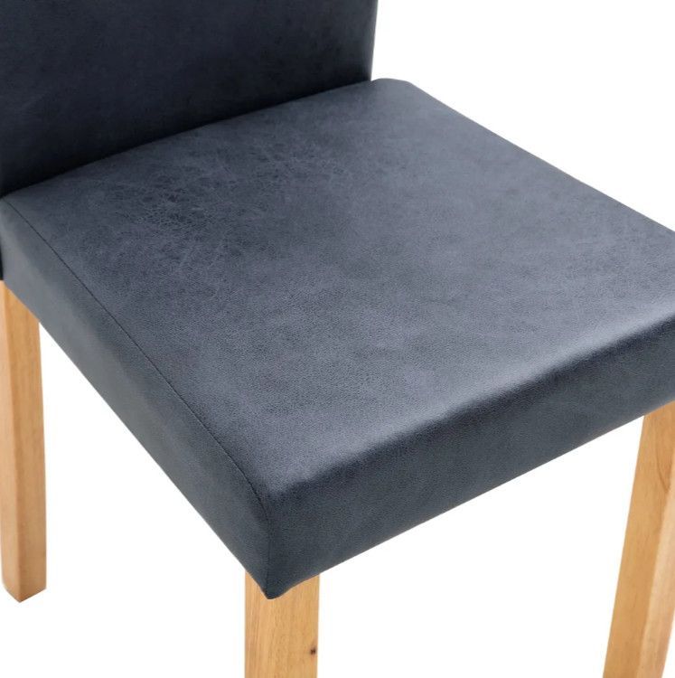 Chaise de salle à manger simili cuir daim gris et bois clair Hertie - Lot de 2 - Photo n°5