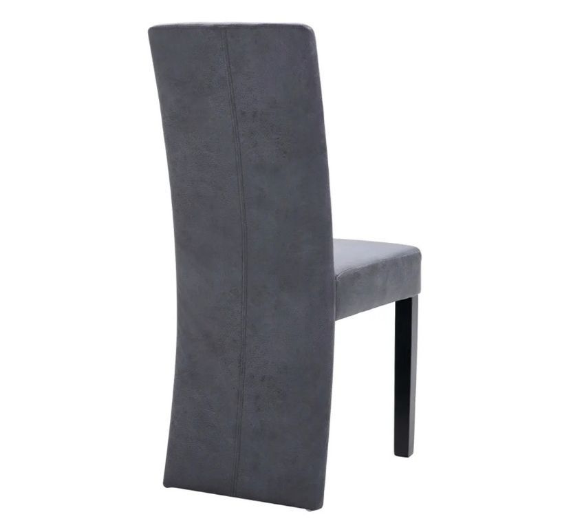 Chaise de salle à manger simili cuir daim gris et bois noir Conor - Lot de 2 - Photo n°4