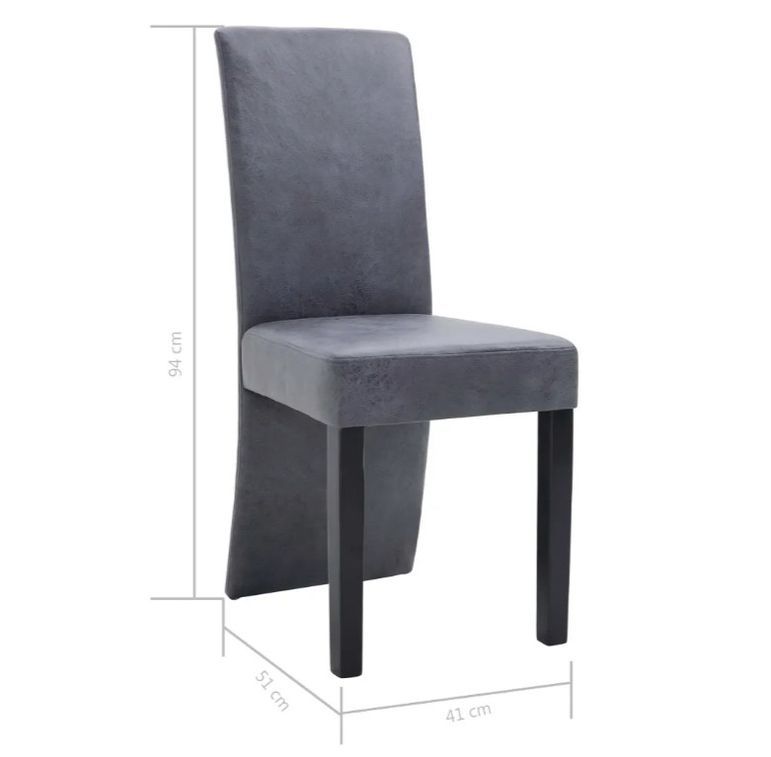 Chaise de salle à manger simili cuir daim gris et bois noir Conor - Lot de 2 - Photo n°7