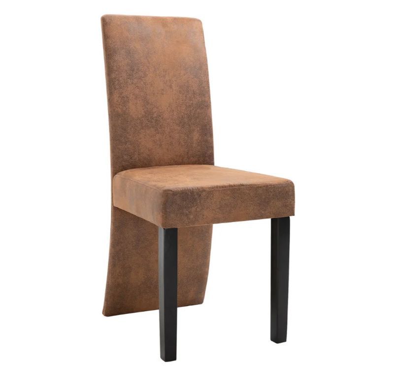 Chaise de salle à manger simili cuir daim marron et bois noir Conor - Lot de 4 - Photo n°2