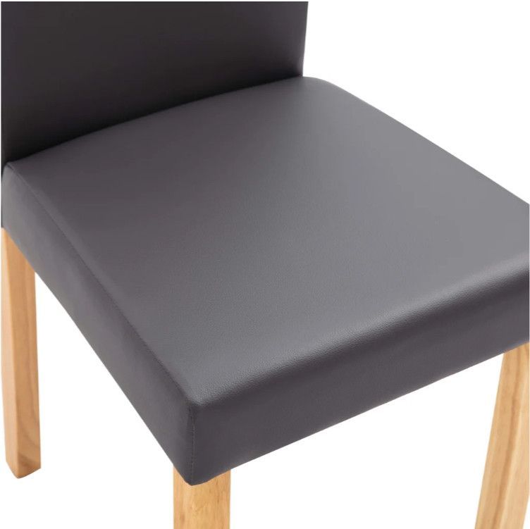 Chaise de salle à manger simili cuir gris et bois clair Hertie - Lot de 2 - Photo n°5