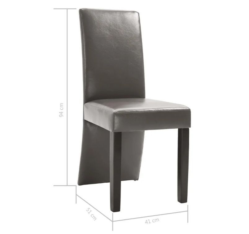 Chaise de salle à manger simili cuir gris et bois noir Conor - Lot de 2 - Photo n°7