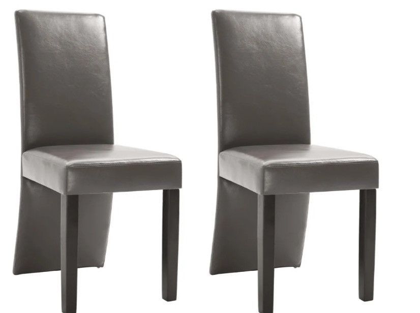 Chaise de salle à manger simili cuir gris et bois noir Conor - Lot de 2 - Photo n°1