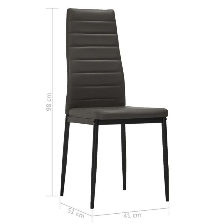 Chaise de salle à manger simili cuir gris et métal noir Melky- Lot de 4 - Photo n°8