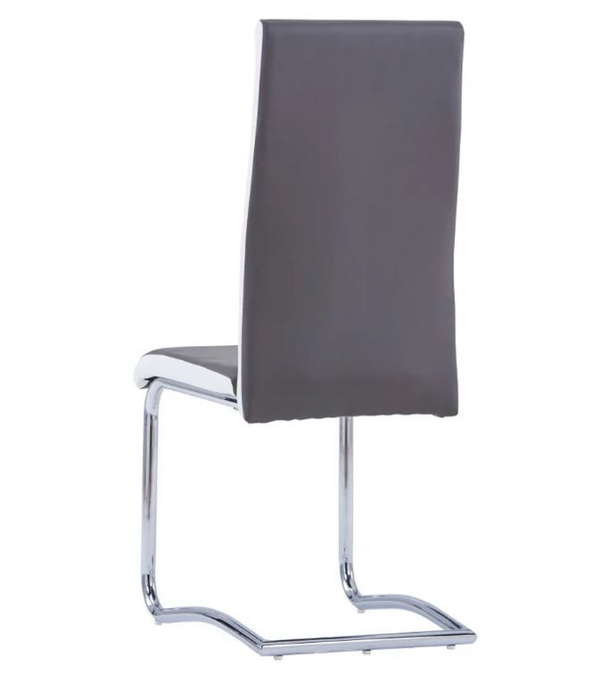 Chaise de salle à manger simili cuir gris foncé et métal chromé Patchou - Lot de 2 - Photo n°5