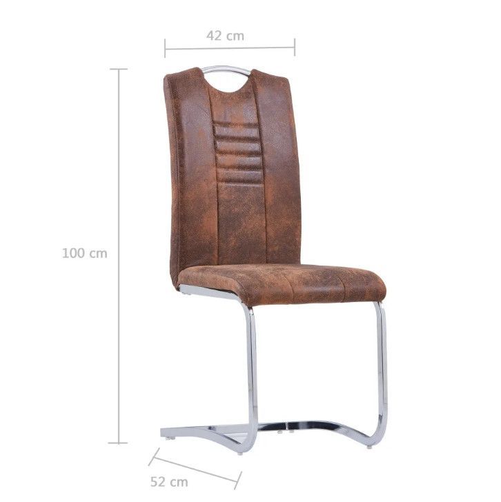 Chaise de salle à manger simili cuir marron et métal chromé Divine - Lot de 2 2 - Photo n°6