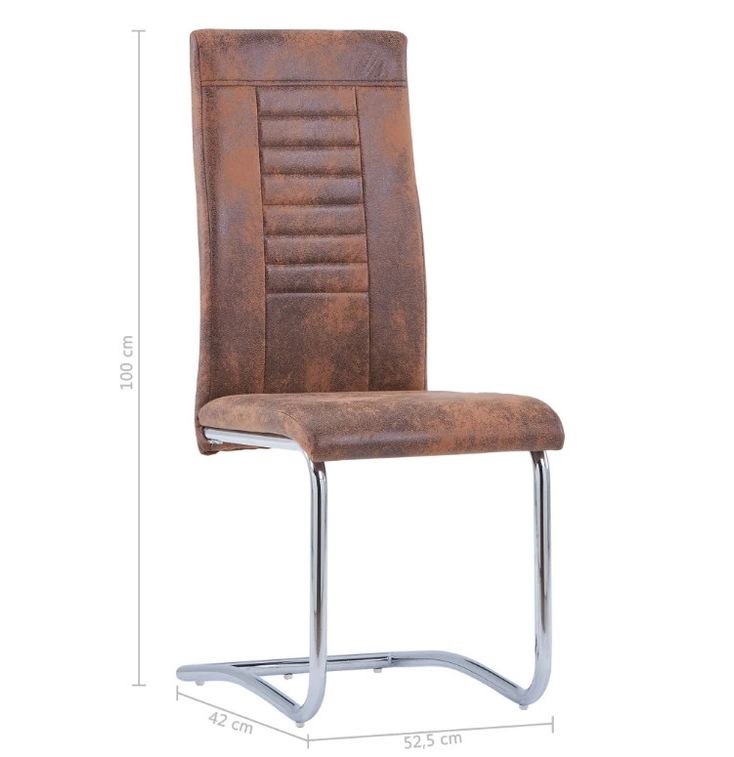 Chaise de salle à manger simili cuir marron et métal chromé Patchou - Lot de 4 - Photo n°7