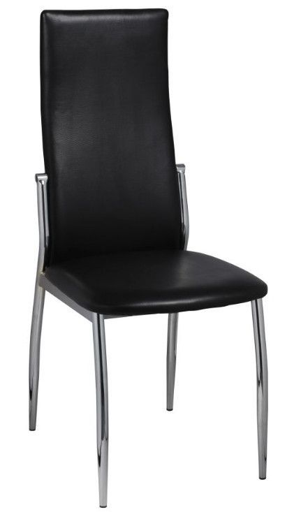 Chaise de salle à manger simili cuir noir et pieds métal chromé Cherish - Lot de 2 - Photo n°2