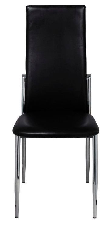 Chaise de salle à manger simili cuir noir et pieds métal chromé Cherish - Lot de 2 - Photo n°3