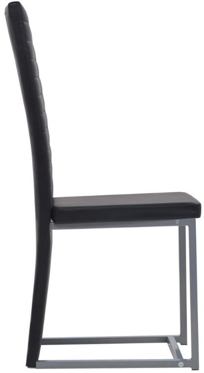Chaise de salle à manger simili cuir noir et pieds métal gris Lim - Lot de 2 - Photo n°4