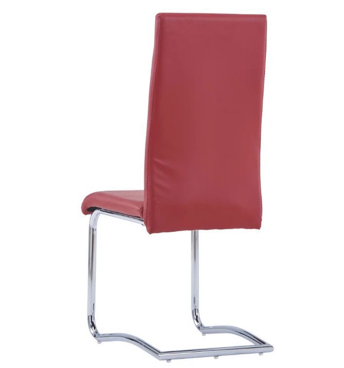 Chaise de salle à manger simili cuir rouge et métal chromé Patchou - Lot de 2 - Photo n°5