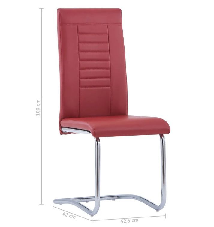 Chaise de salle à manger simili cuir rouge et métal chromé Patchou - Lot de 2 - Photo n°8