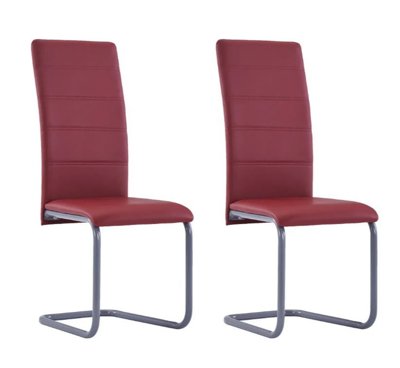 Chaise de salle à manger simili cuir rouge et métal gris Feedy - Lot de 2 - Photo n°1