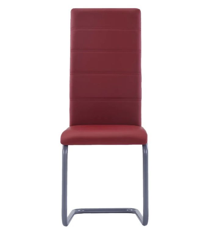 Chaise de salle à manger simili cuir rouge et métal gris Feedy - Lot de 2 - Photo n°3