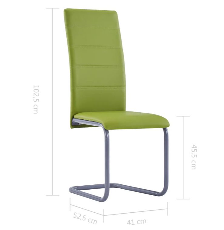 Chaise de salle à manger simili cuir vert et métal gris Feedy - Lot de 2 - Photo n°6
