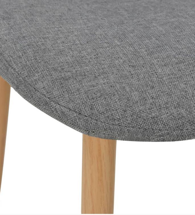 Chaise de salle à manger tissu gris clair et pieds bois Forza - Lot de 4 - Photo n°6