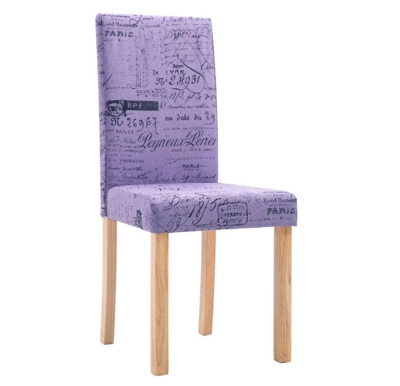 Chaise de salle à manger tissu violet et bois clair Hertie - Lot de 4 - Photo n°4