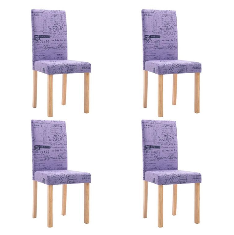 Chaise de salle à manger tissu violet et bois clair Hertie - Lot de 4 - Photo n°1