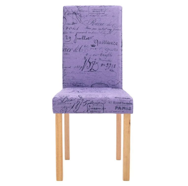 Chaise de salle à manger tissu violet et bois clair Hertie - Lot de 4 - Photo n°2