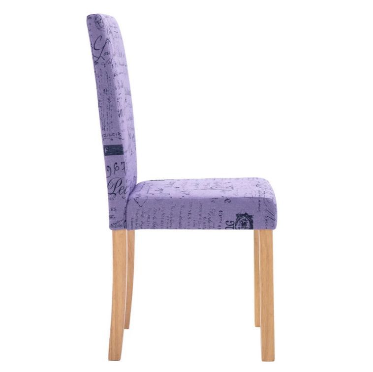 Chaise de salle à manger tissu violet et bois clair Hertie - Lot de 4 - Photo n°6
