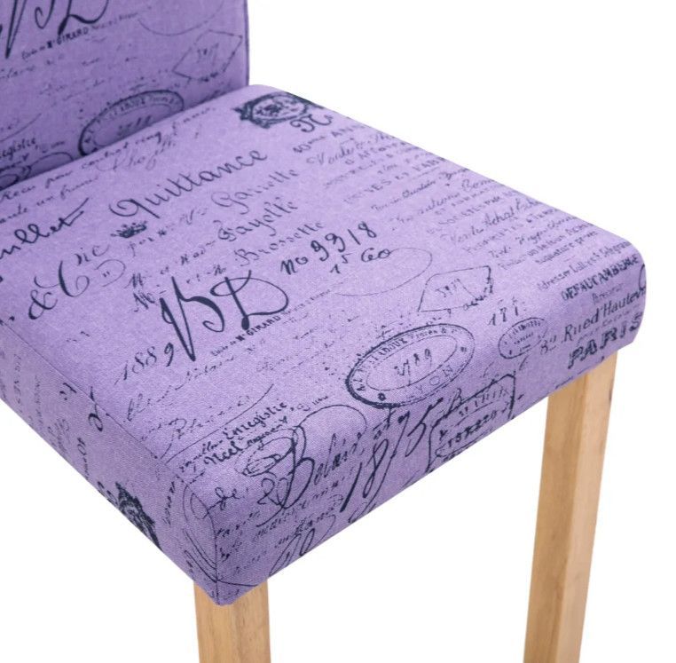 Chaise de salle à manger tissu violet et bois clair Hertie - Lot de 4 - Photo n°7