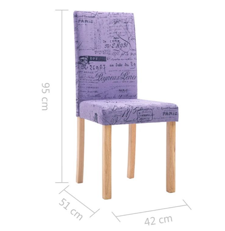 Chaise de salle à manger tissu violet et bois clair Hertie - Lot de 4 - Photo n°8