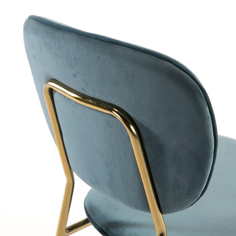 Chaise de salle à manger velours bleu et pieds métal doré Lyam - Photo n°4