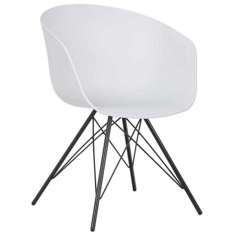 Chaise design avec accoudoirs polypropylène blanc et métal noir Marky - Photo n°1