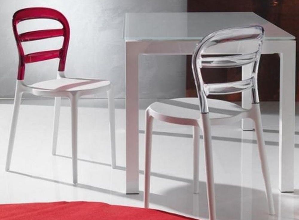 Chaise design laquée blanc et polycarbonate transparent Verza- Lot de 4 - Photo n°4