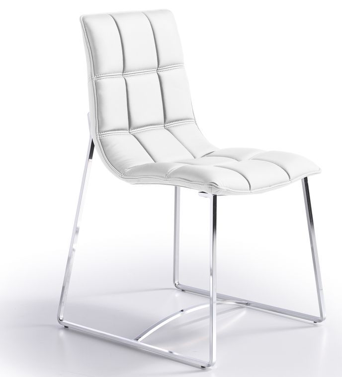 Chaise design matelassée simili blanc Koza - Photo n°1