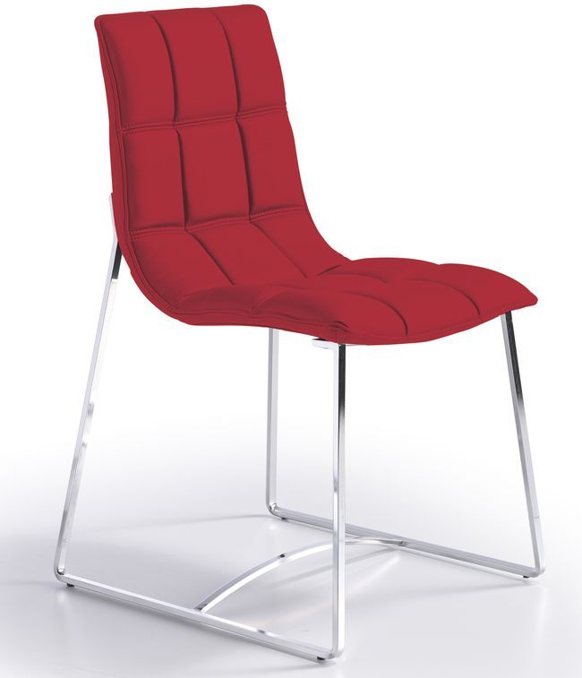 Chaise design matelassée simili rouge Koza - Photo n°1