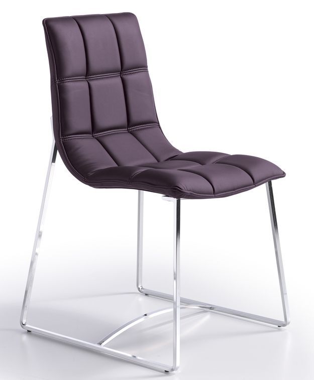 Chaise design matelassée simili violet Koza - Photo n°1