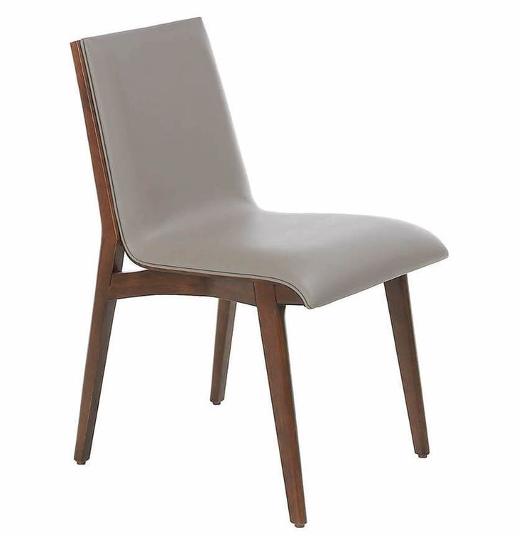 Chaise design pieds en frêne couleur noyer et simili cuir Bova - Lot de 2 - Photo n°1