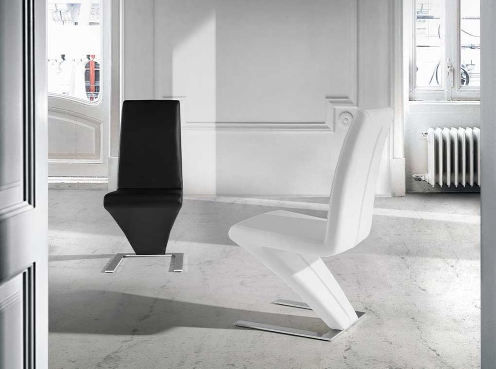 Chaise design simili blanc Vogue - Lot de 2 - Photo n°2