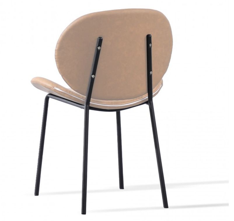 Chaise design simili cuir beige et acier laqué noir Toxane - Photo n°2