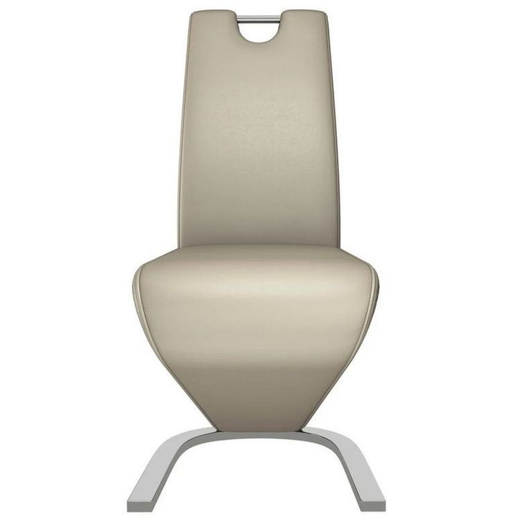 Chaise design simili cuir taupe et métal chromé Ryx - Lot de 2 - Photo n°3