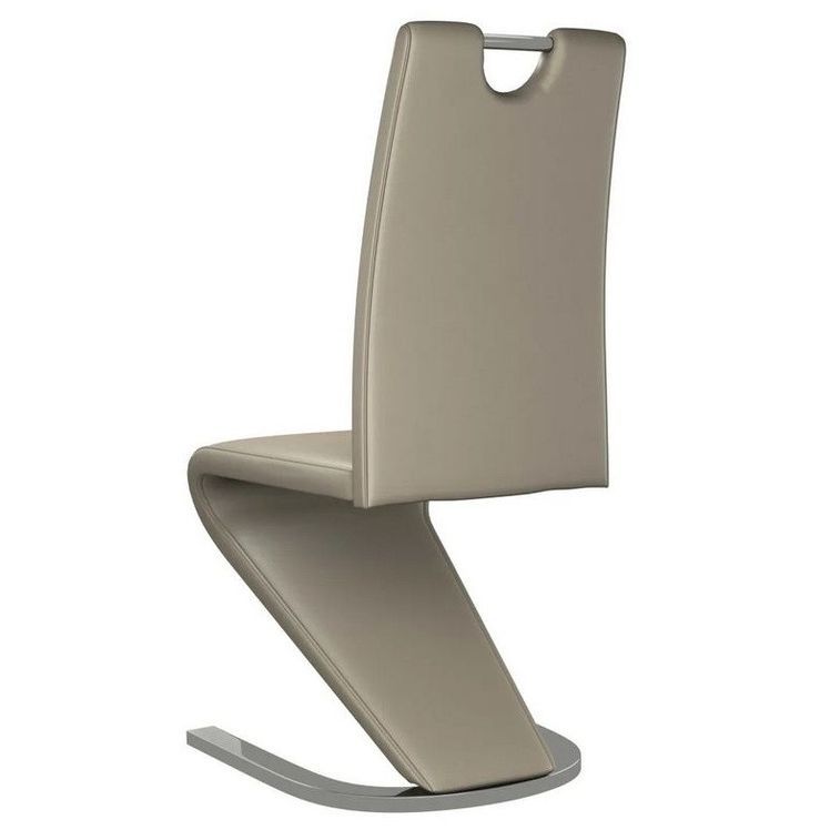 Chaise design simili cuir taupe et métal chromé Ryx - Lot de 2 - Photo n°5