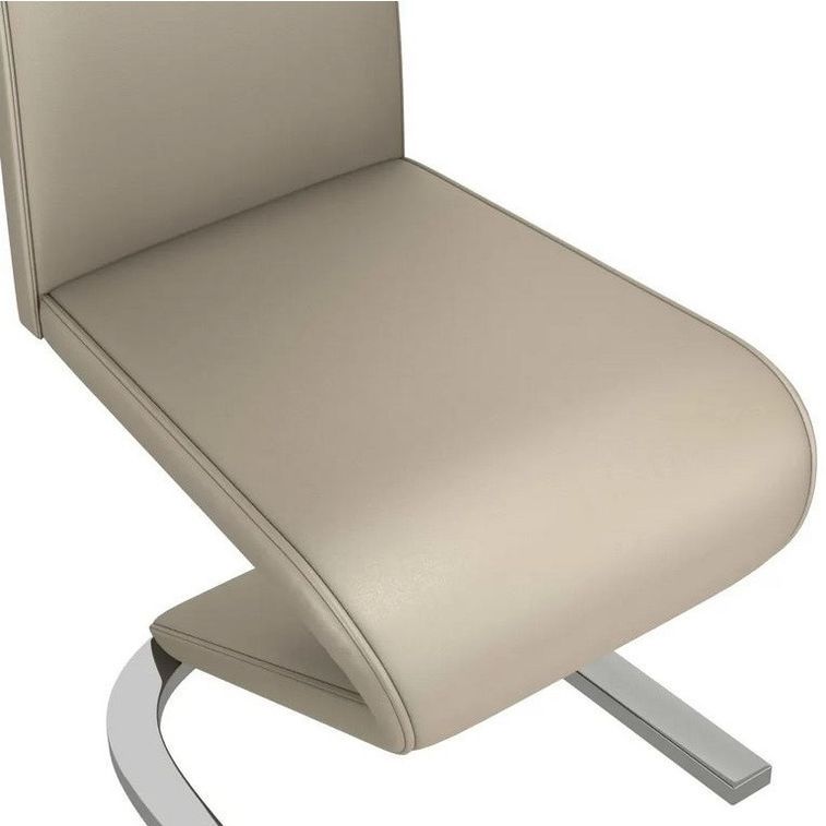 Chaise design simili cuir taupe et métal chromé Ryx - Lot de 2 - Photo n°6