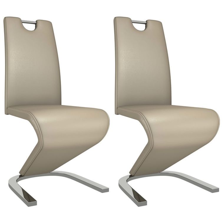 Chaise design simili cuir taupe et métal chromé Ryx - Lot de 2 - Photo n°1