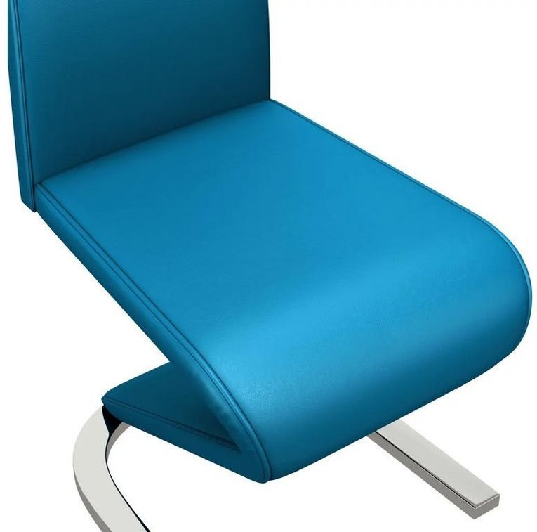 Chaise design simili cuir bleu turquoise et métal chromé Ryx - Lot de 2 - Photo n°6