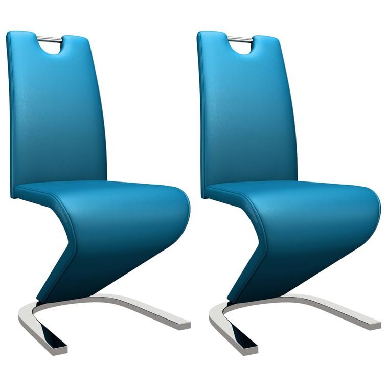 Chaise design simili cuir bleu turquoise et métal chromé Ryx - Lot de 2 - Photo n°1